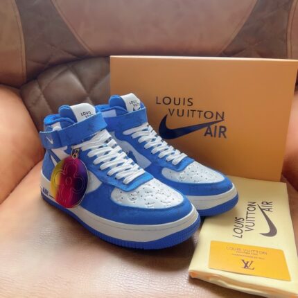 Louis Vuitton and Nike Air Force 1 by Virgil Abloh White/Blue Mens Shoes