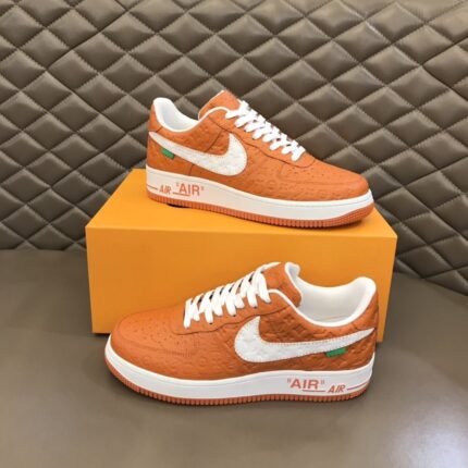 Louis Vuitton x Nike Air Force 1 by Virgil Abloh Orange and White Mens Sneakers, Mens Shoes