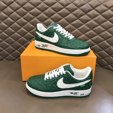 Louis Vuitton x Nike Air Force 1 by Virgil Abloh Green and White Mens Sneakers, Mens Shoes